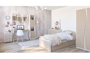 Выкатная кровать для двоих детей Комби МН-211-09 капучино